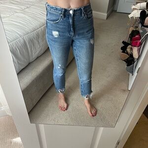 Blank NYC Cropped Distressed Blue Jeans